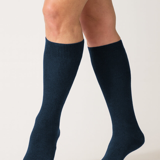 Maison-solfin - Chaussettes hautes mixte en pure laine bleu marine – 45/46