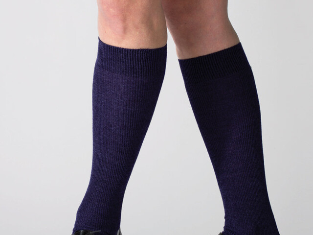 970 MAR 2 chaussettes hautes laine bleu marine Maison-solfin - Chaussettes hautes mixte en pure laine bleu marine – 45/46