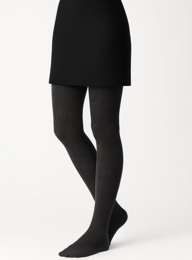 MAISON SOLFIN - Collants en laine mérinos noir