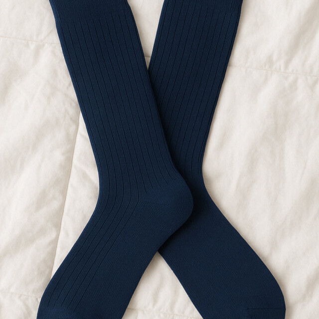Maison-solfin - Chaussettes hautes énergétiques en coton bleu marine – 45/46