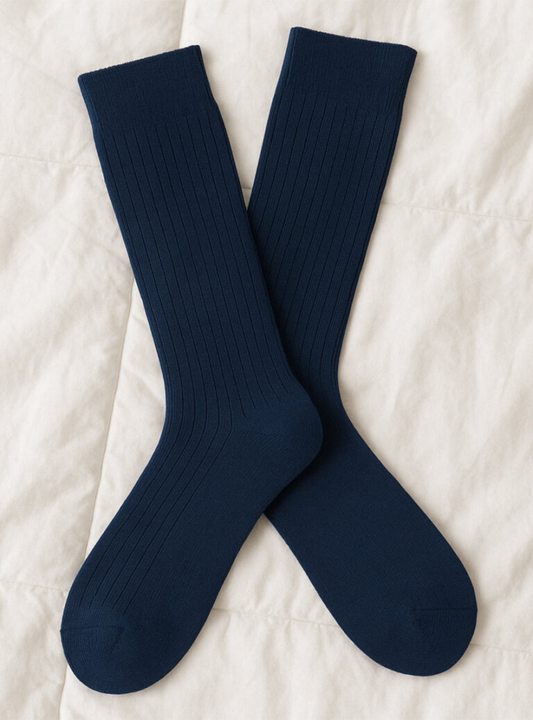 Maison-solfin - Chaussettes hautes énergétiques en coton bleu marine – 45/46