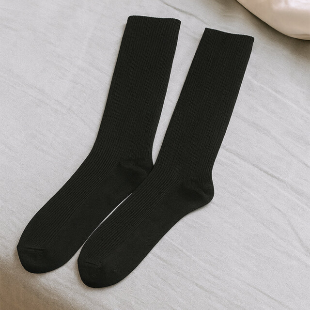 Maison-solfin - Chaussettes hautes énergétiques en coton noir – 45/46