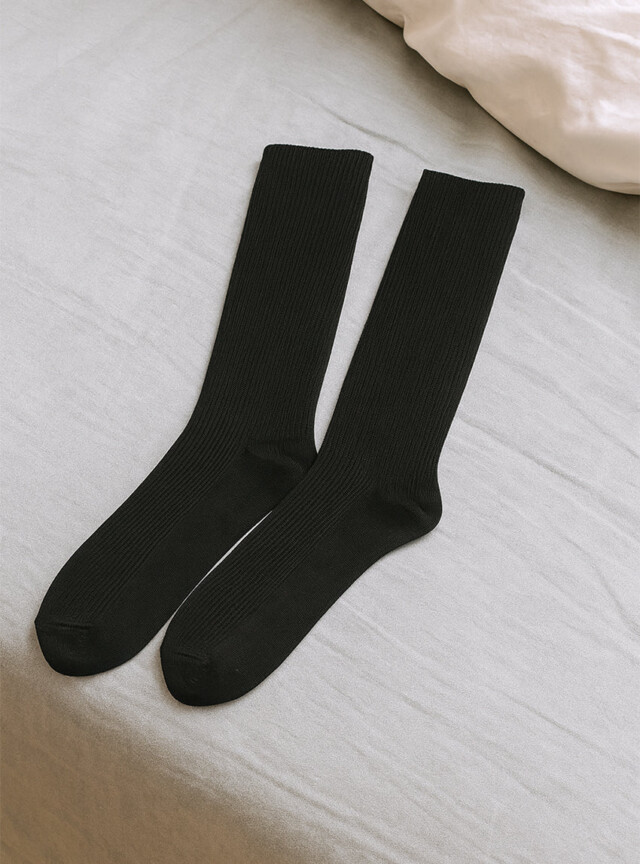 Maison-solfin - Chaussettes hautes énergétiques en coton noir – 45/46