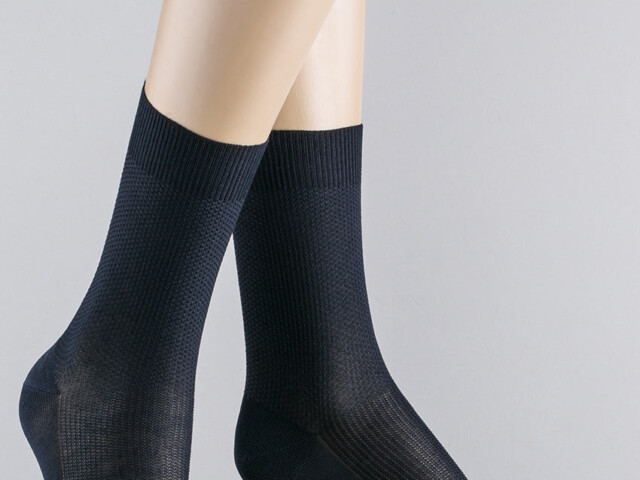 Maison-solfin - Mi-chaussettes énergétiques en coton bleu marine – 45/46