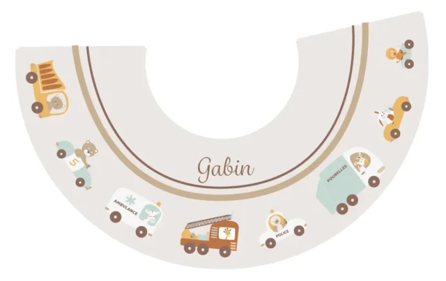 Atelier Baby’Sphère - Abat-jour prénom pour bébé avec voitures