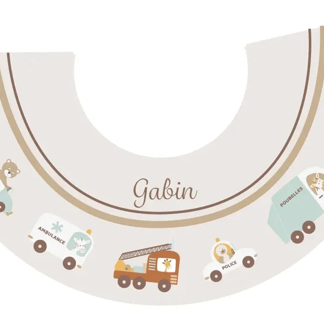 Atelier Baby’Sphère - Abat-jour prénom pour bébé avec voitures