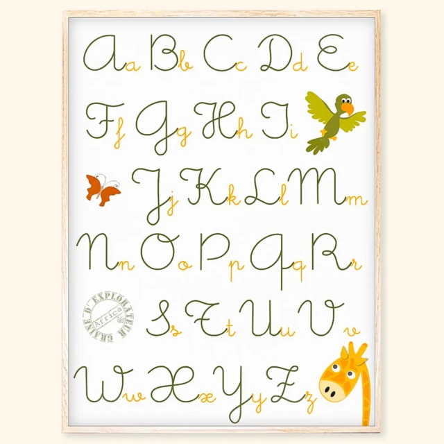 Atelier Baby’Sphère - Affiche abécédaire savane – Apprendre l’alphabet en s’amusant – Affiche 60x40cm