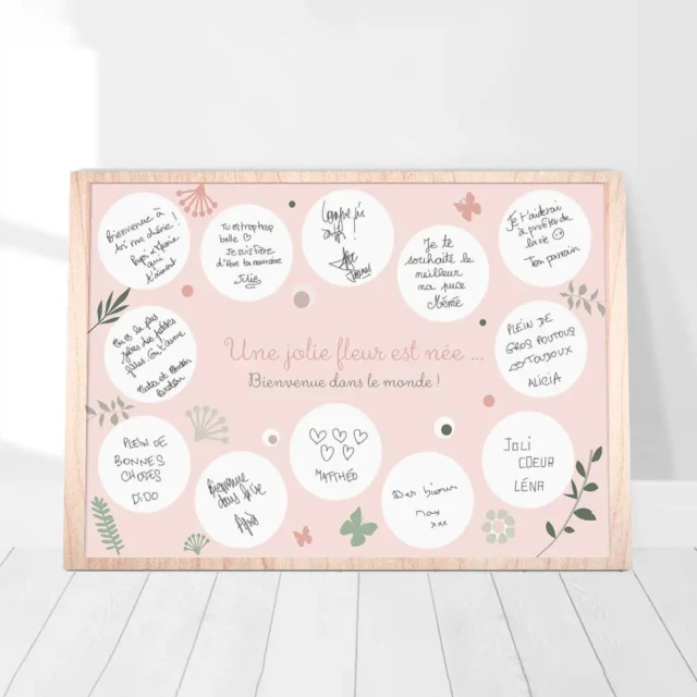 L’Atelier BABY’SPHERE - Affiche de naissance bohème – Recueillir les mots de bienvenue pour bébé