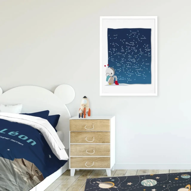 Atelier Baby’Sphère - Affiche ciel étoilé pour enfant – Apprendre les constellations en s’amusant – Affiche 60x80cm
