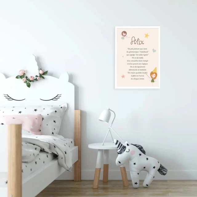 Atelier Baby’Sphère - Affiche origine et caractère prénom sur le thème des fées – Affiche 60x40cm