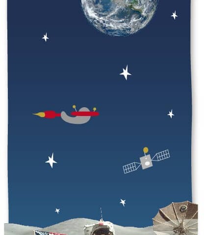 Atelier Baby’Sphère - Lé de papier peint géant avec la terre vue de la Lune