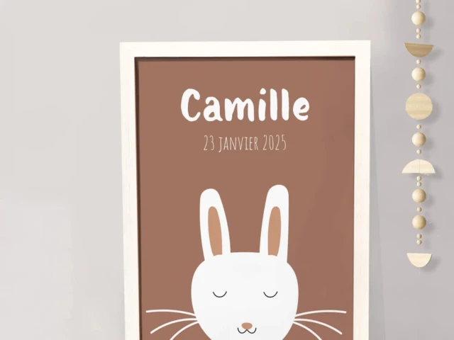 Affiche lapin mocha et blac a personnaliser couleur tendance 2025 – Affiche 60x40cm