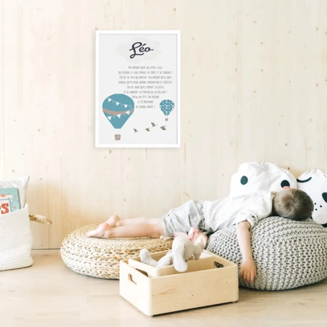 Atelier Baby’Sphère - Affiche montgolfière inédite autour du prénom de votre bébé – Affiche 60x40cm