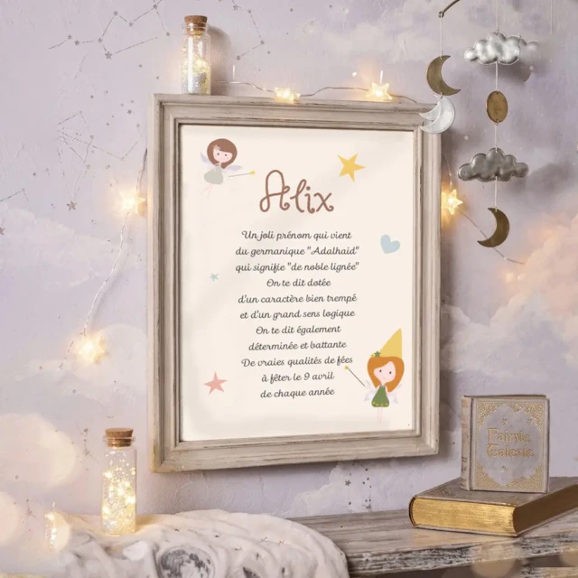 L’Atelier BABY’SPHERE - Affiche origine et caractère prénom sur le thème des fées