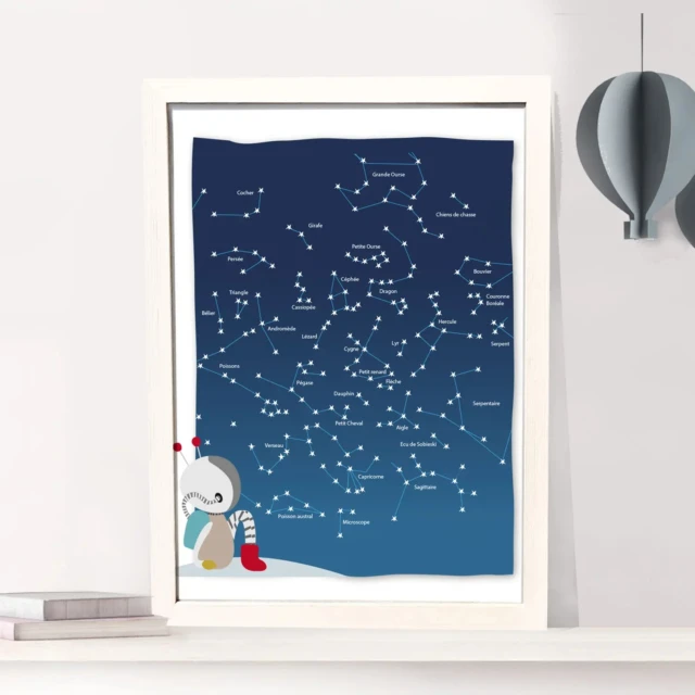L’Atelier BABY’SPHERE - Affiche ciel étoilé pour enfant – Apprendre les constellations en s’amusant
