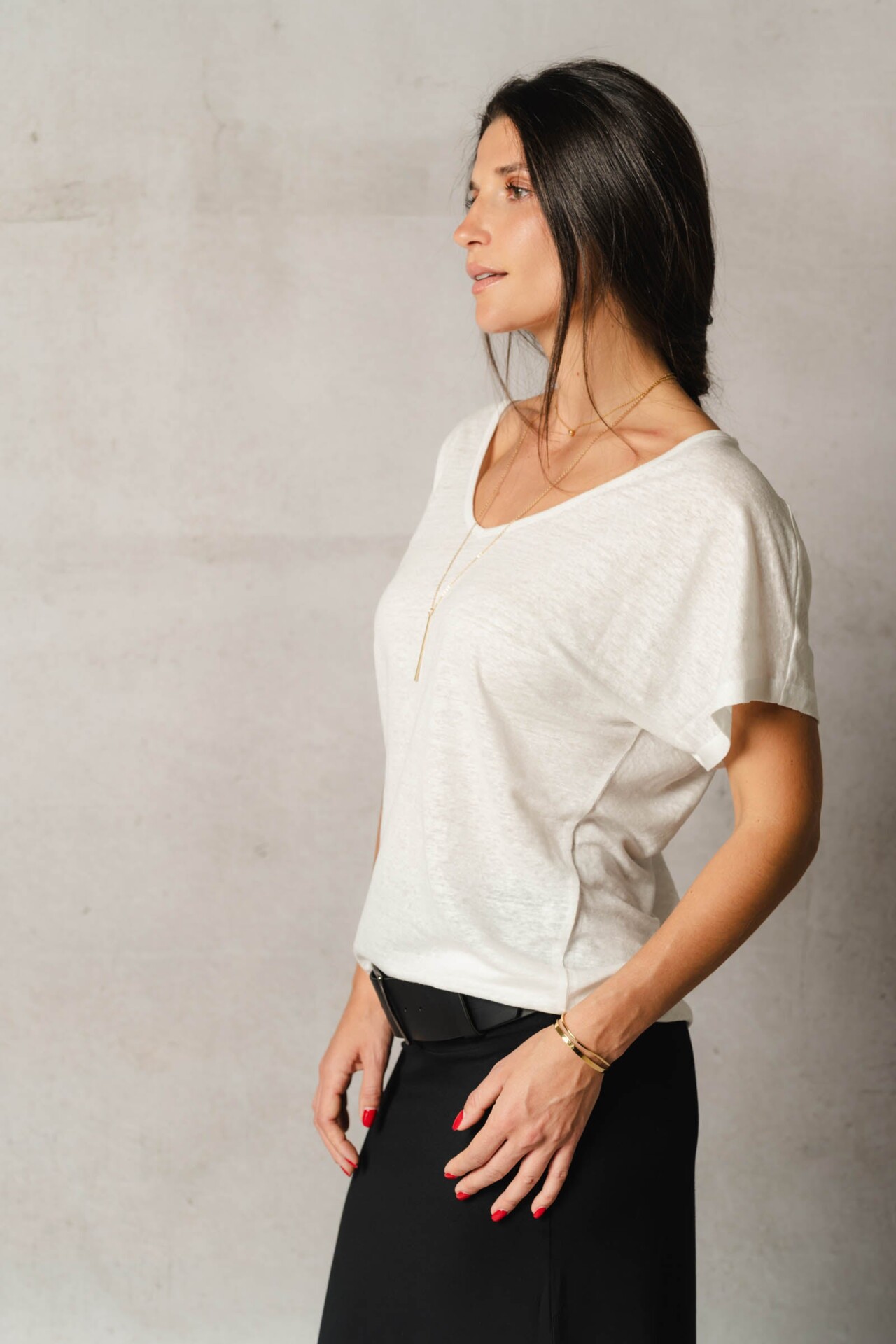 Agatheblanc2026.03.02 15 BD Thelma & Rose - Top col V en lin Agathe – T3 / Gold