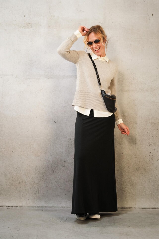 Thelma Rose - Jupe longue fluide Anys – 44 / Kaki