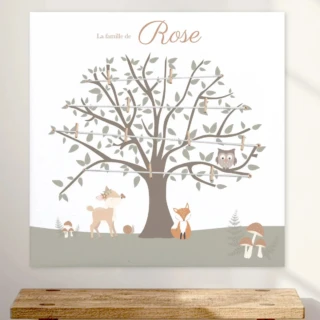 L’Atelier BABY’SPHERE - Arbre généalogique animaux de la forêt – Déco murale personnalisée pour chambre de bébé