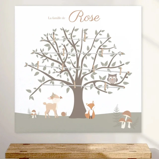 Arbre généalogique animaux de la forêt – Déco murale personnalisée pour chambre de bébé par la marque L’Atelier BABY’SPHERE L’Atelier BABY’SPHERE - Arbre généalogique animaux de la forêt – Déco murale personnalisée pour chambre de bébé