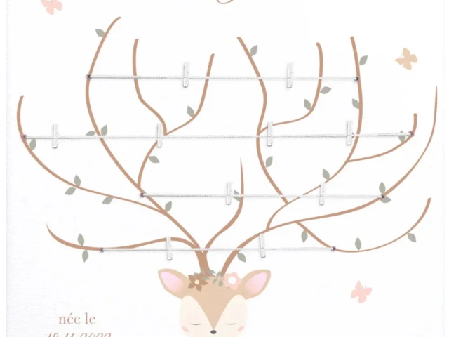 Arbre genealogique biche Atelier Baby’Sphère - Arbre généalogique famille thème biche