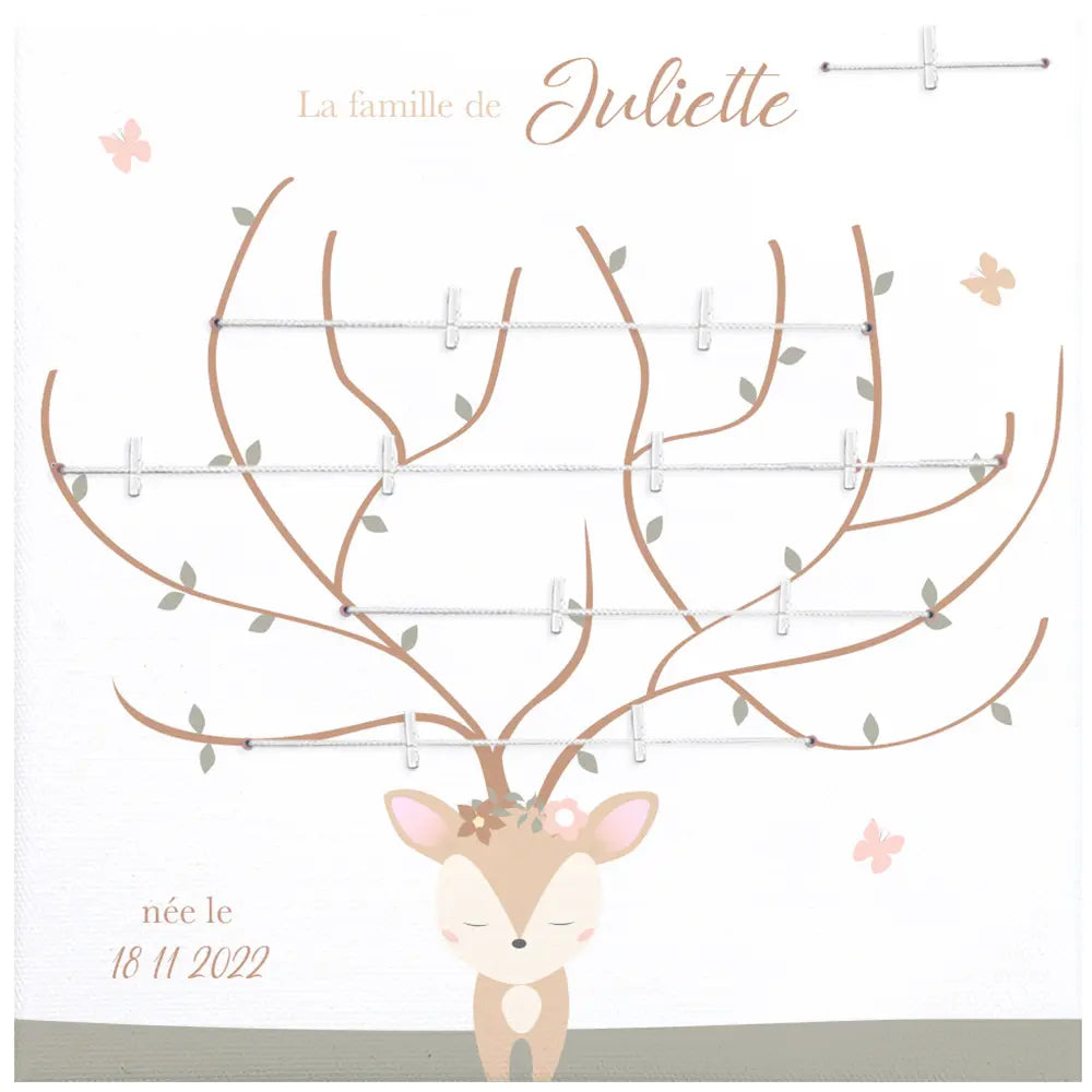 Arbre genealogique biche Atelier Baby’Sphère - Arbre généalogique famille thème biche