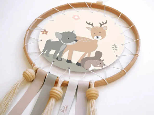 Atelier Baby’Sphère - Attrape-rêves animaux de la forêt personnalisé – DIY ou prêt à suspendre