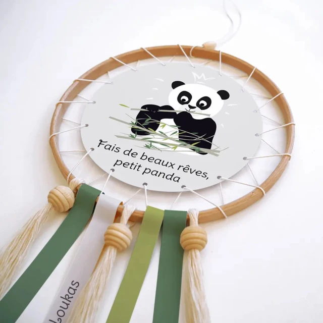 L’Atelier BABY’SPHERE - Capteur de rêves personnalisé petit panda – en kit DIY ou déjà monté