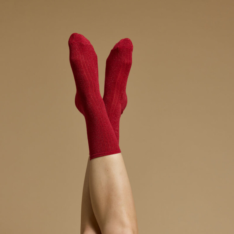 Maison Broussaud - Les côtelées Armor-lux x Maison Broussaud - chaussettes femme - coton rouge – 39/41 / ROUGE