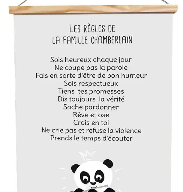 Atelier Baby’Sphère - Les règles de la maison de la famille panda
