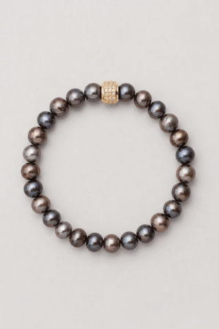 NEIJE - Bracelet Swann Perles deau douces Noires Or Jaune