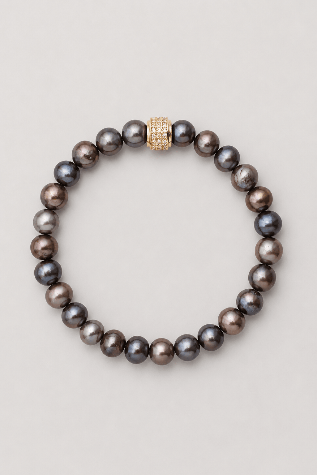 Black freshwater pearl bracelet NEIJE - Bracelet Swann Perles d'eau douces Noires Or Jaune – XL (poignet de 19 à 21 cm)