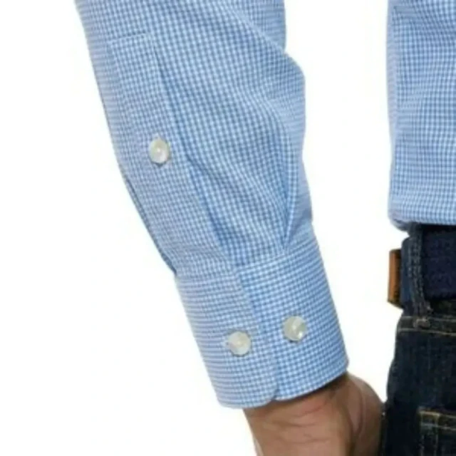 PALÂBA - Chemise à petits carreaux bleu ciel coupe ajustée – 3XL