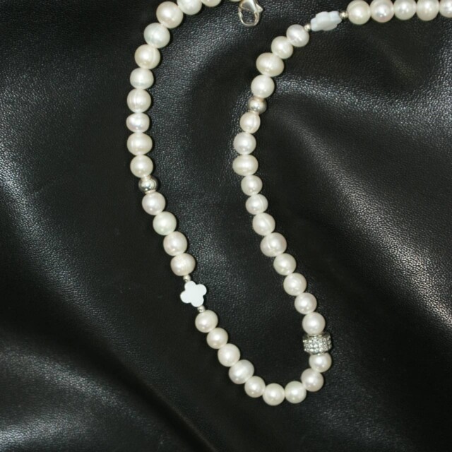 NEIJE - Collier Iconic Perles d'eau douce et Argent 925 – 45 cm + extension de 5 cm