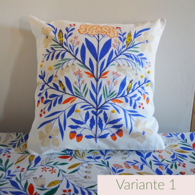 Maison Primavera - Coussin Galanthus brodé main - Jardin fleuri – Variante 2