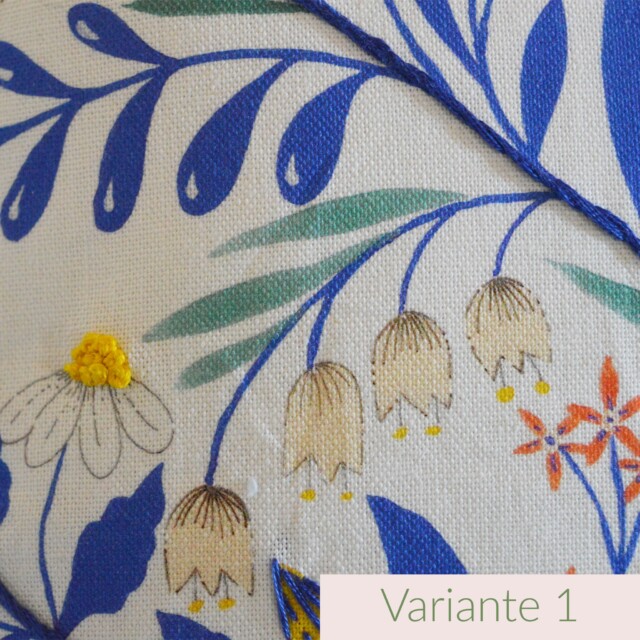 Maison Primavera - Coussin Galanthus brodé main - Jardin fleuri – Variante 2