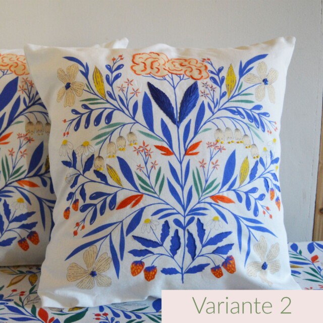 Maison Primavera - Coussin Galanthus brodé main - Jardin fleuri – Variante 2