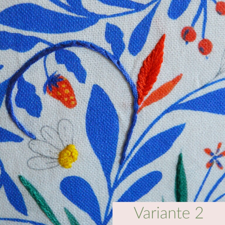 Maison Primavera - Coussin en coton et lin brodé main Primula - Jardin fleuri – Variante 2