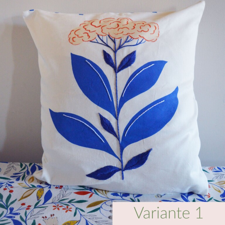 Maison Primavera - Coussin Spirae brodé main - Jardin fleuri – Variante 2