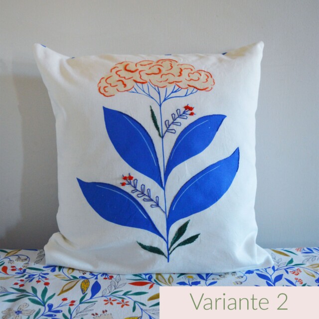 Maison Primavera - Coussin Spirae brodé main - Jardin fleuri – Variante 2