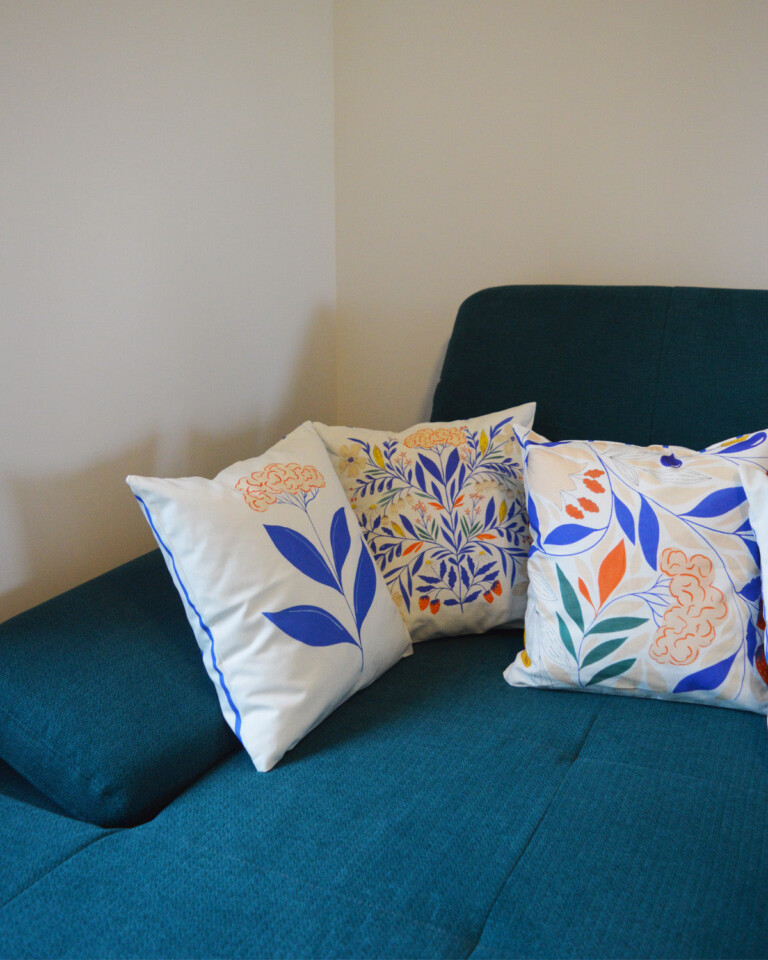 Maison Primavera - Coussin en coton et lin à motif Galanthus - Primavera