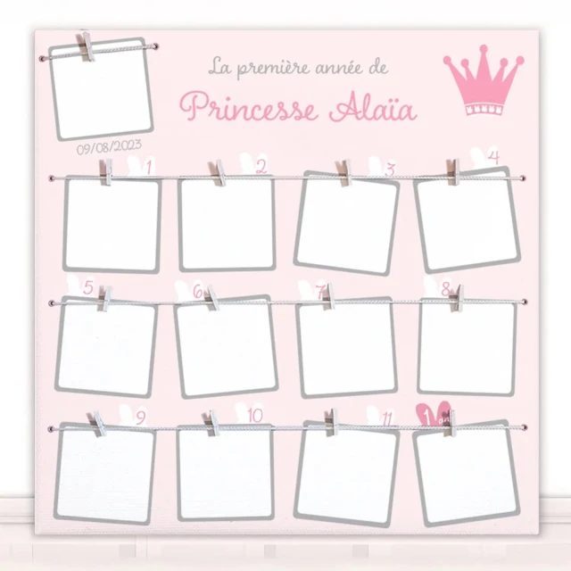 L’Atelier BABY’SPHERE - Cadre 1ère année fille rose poudré