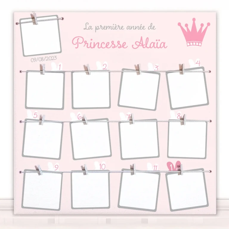 Atelier Baby’Sphère - Cadre 1ère année fille rose poudré