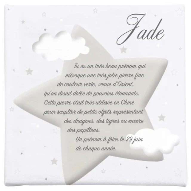 L'Atelier BABY'SPHERE - Cadre Personnalisé Prénom – Thème Nuages & Étoiles ⭐