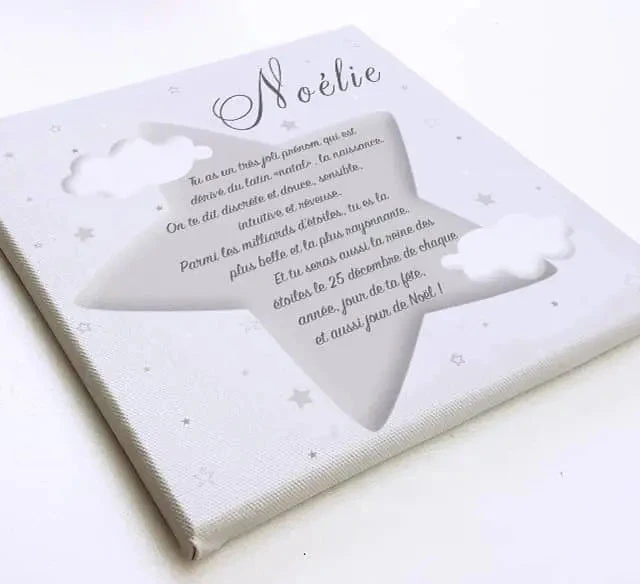 L'Atelier BABY'SPHERE - Cadre Personnalisé Prénom – Thème Nuages & Étoiles ⭐