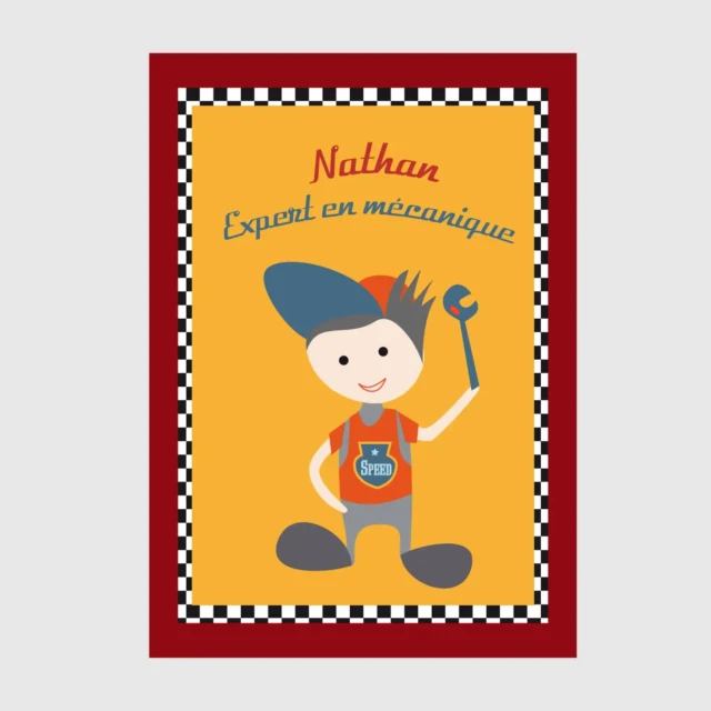 L’Atelier BABY’SPHERE - Affiche prénom “expert en mécanique”
