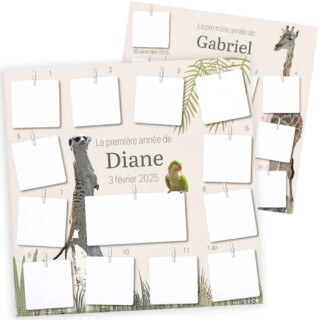 L’Atelier BABY’SPHERE - Pêle-mêle photos de la 1ère année de bébé sur le thème jungle