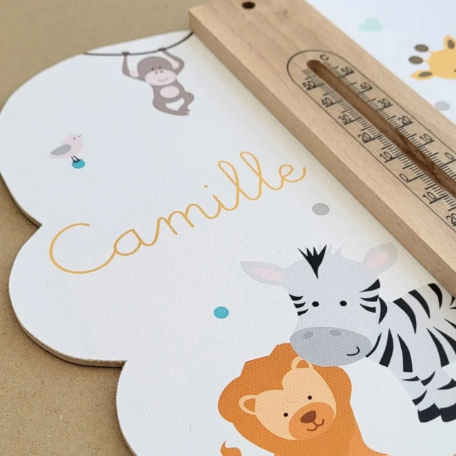 L’Atelier BABY’SPHERE - Cadre thermomètre prénom et bébés animaux