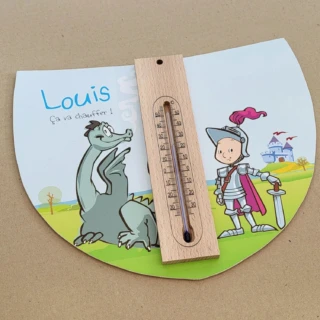 L’Atelier BABY’SPHERE - Cadre thermomètre personnalisé thème chevalier et dragon
