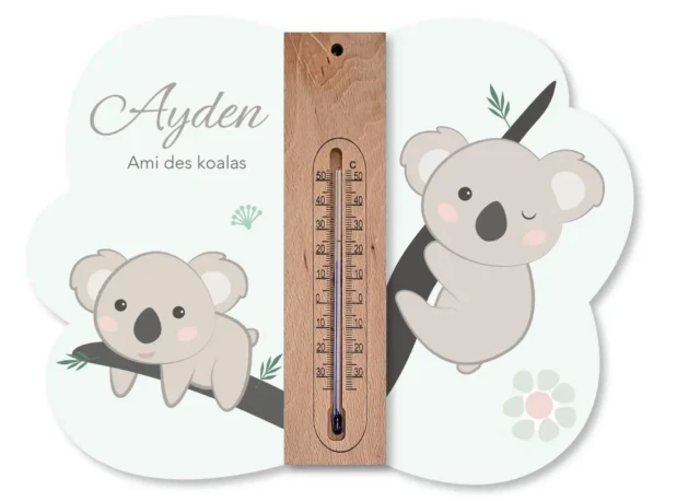 L’Atelier BABY’SPHERE - Cadre thermomètre personnalisé – Thème Koala bohème