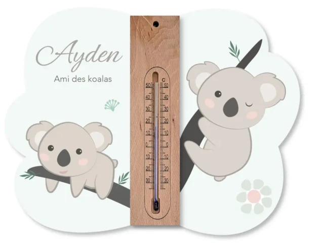 Atelier Baby’Sphère - Cadre thermomètre personnalisé – Thème Koala bohème